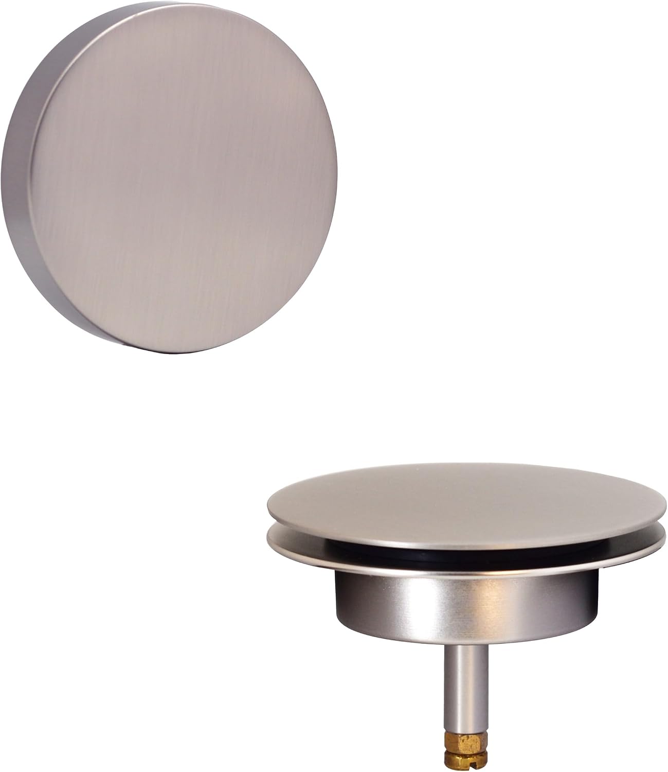 Westbrass D50P35SRE-07 35' Cable Drive Bathtub Drain Trim with Rotary Overflow Cover Knob, Pop-Up Stopper Sch. 40 PVC Fittings, Satin Nickel