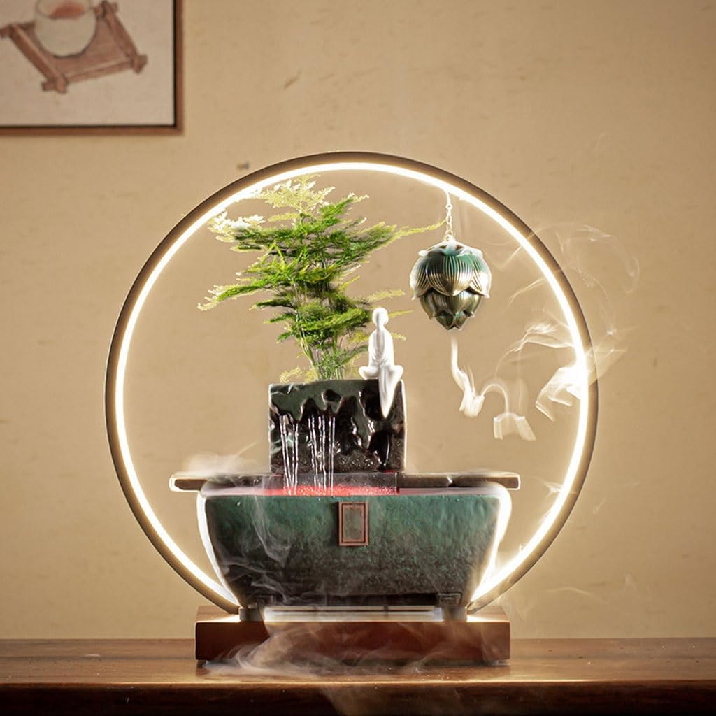 GUERNSEY Tabletop Fountain Desktop Circulating Water Ornaments Home Fountain Living Room Office Desktop Study Desktop Fountain Decorations Indoor Fountain
