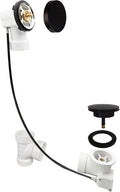 Westbrass D50P35SRE-62 35' Cable Drive Bathtub Drain Trim with Rotary Overflow Cover Knob, Pop-Up Stopper Sch. 40 PVC Fittings, Matte Black