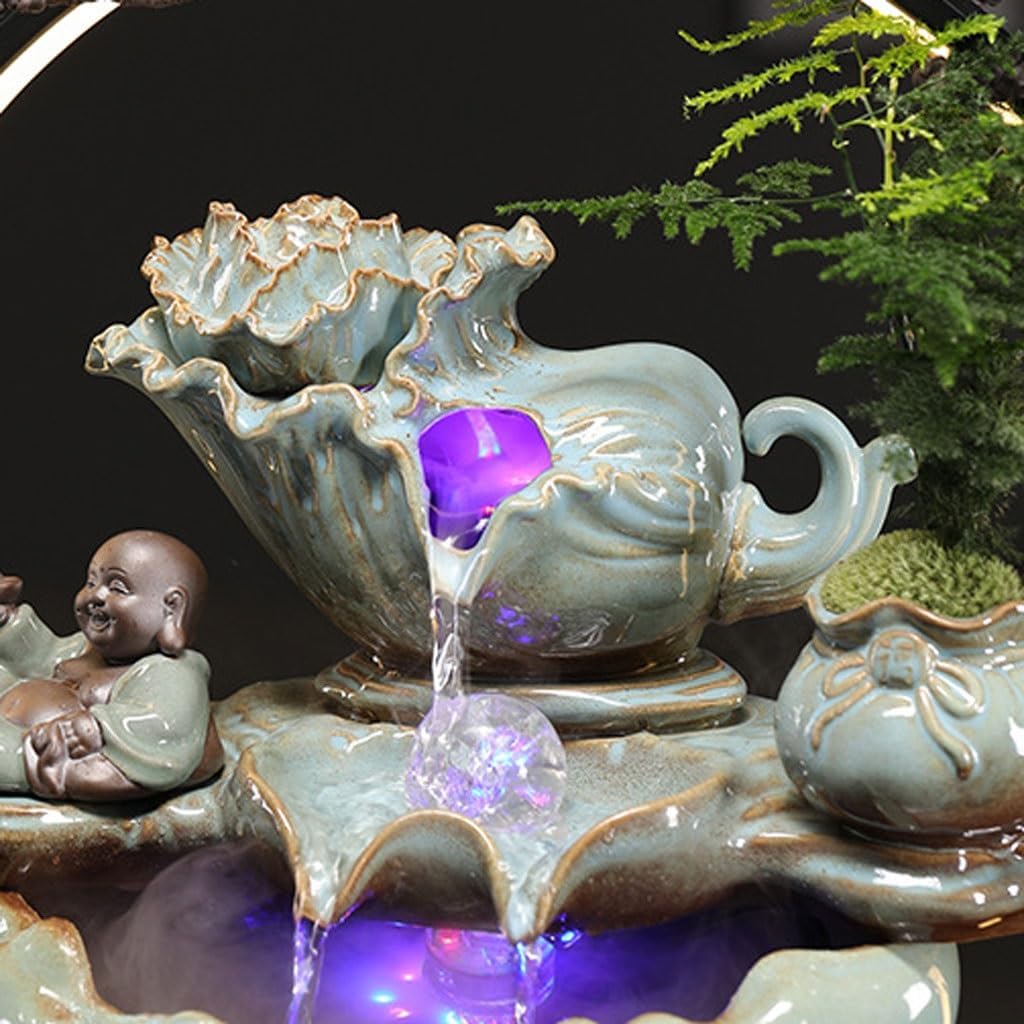 GUERNSEY Tabletop Fountain Tabletop Fountains Chinese Creative Water Ornaments Living Room Crystal Ball Circulating Water Desktop Fountain Office Desktop Decorations Indoor Fountain