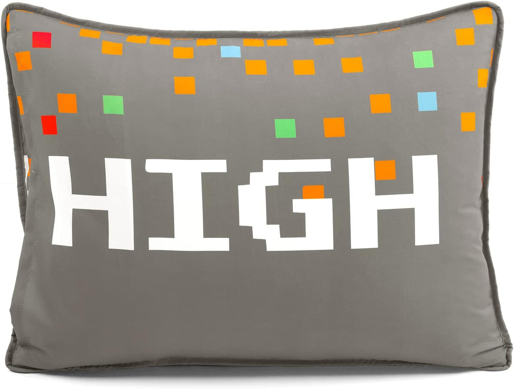 Lush Decor Video Games Reversible Quilt Twin Size 4 Piece Set Gray & Yellow - Toddler Bedding Set Twin Quilt - Kids Bedroom Decor