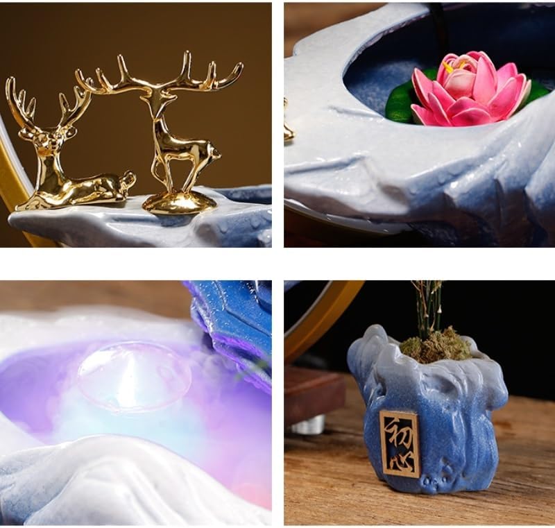 GUERNSEY Tabletop Fountain Tabletop Fountain Creative Flowing Water Fountain Feng Shui Wheel Ornaments Circulating Water Ball Small Office Decoration Indoor Fountain