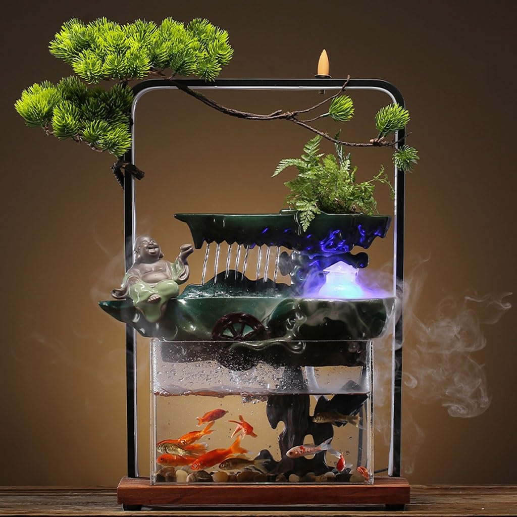 GUERNSEY Tabletop Fountain Indoor Rockery Fountain Decoration Home Living Room Fountain Decoration Office Circulating Water Fountain Decoration Indoor Waterfall Feature Indoor Fountain