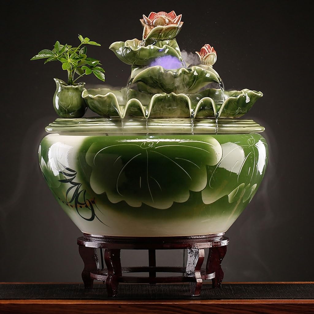 GUERNSEY Tabletop Fountain Circulating Water Ceramic Fish Tank Ornaments Home Living Room Decoration Desktop Fountain Desk Fountain Ornaments Indoor Waterfall Feature Indoor Fountain