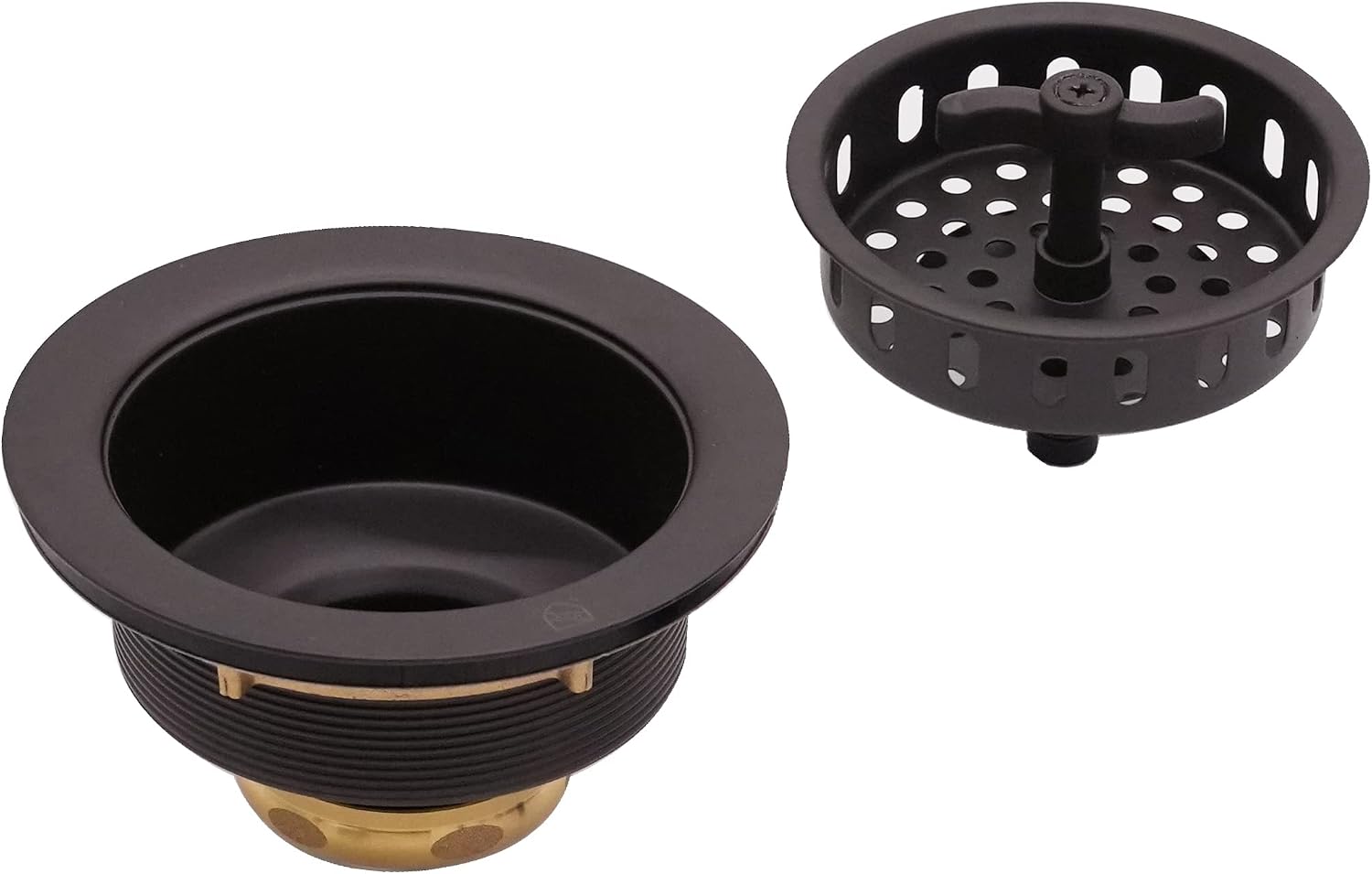 Westbrass CO2195S-12 Combo Pack 3-1/2' Wing Nut Twist Style Large Basket Extra-Deep Collar Kitchen Sink Waste Disposal Flange with Strainer Stopper, Oil Rubbed Bronze