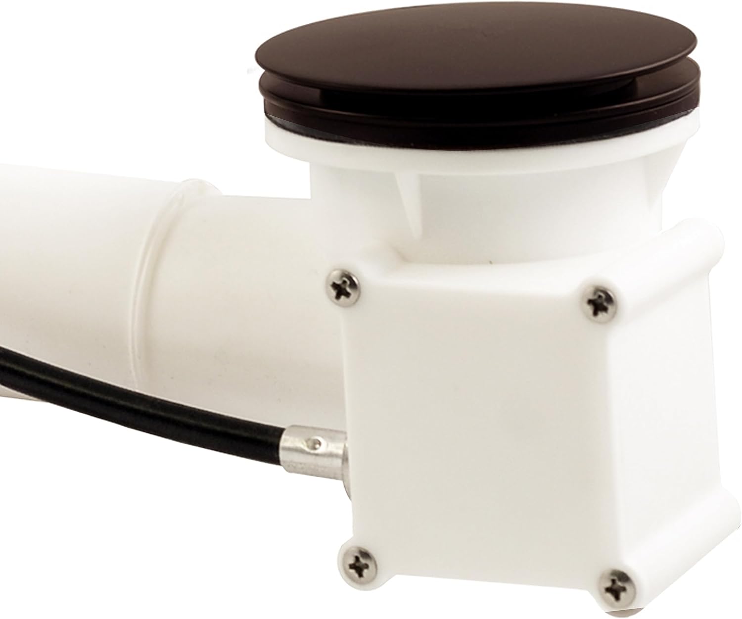 Westbrass D50P27TLE-12 27' Cable Drive Standard Bath Drain Trim Kit with Rotary Overflow Cover Knob, Pop-Up Stopper and Poly Tubular Pipes & Fittings, Oil Rubbed Bronze (4-Pack)