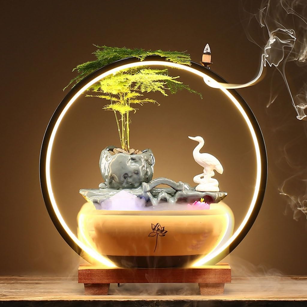 GUERNSEY Tabletop Fountain Small Home Desktop Fountain Water Ornaments Living Room Circulating Water Office Desktop Decorations Indoor Fountain