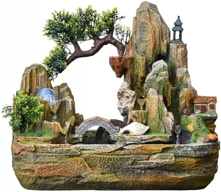 HIHELO Desktop Fountain Tabletop Fountain Rockery Table Top Fountain Home Decoration Ornaments for Home, Living Room, Study Room, Office Water Fountain Outdoor (Color : Without Nebulizer)