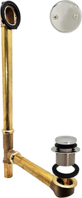 Westbrass D326-05 22-1/2-Inch 17 Gauge Brass Tip-ToeBath Waste and Overlfow with 2 Hole Faceplate, Polished Nickel
