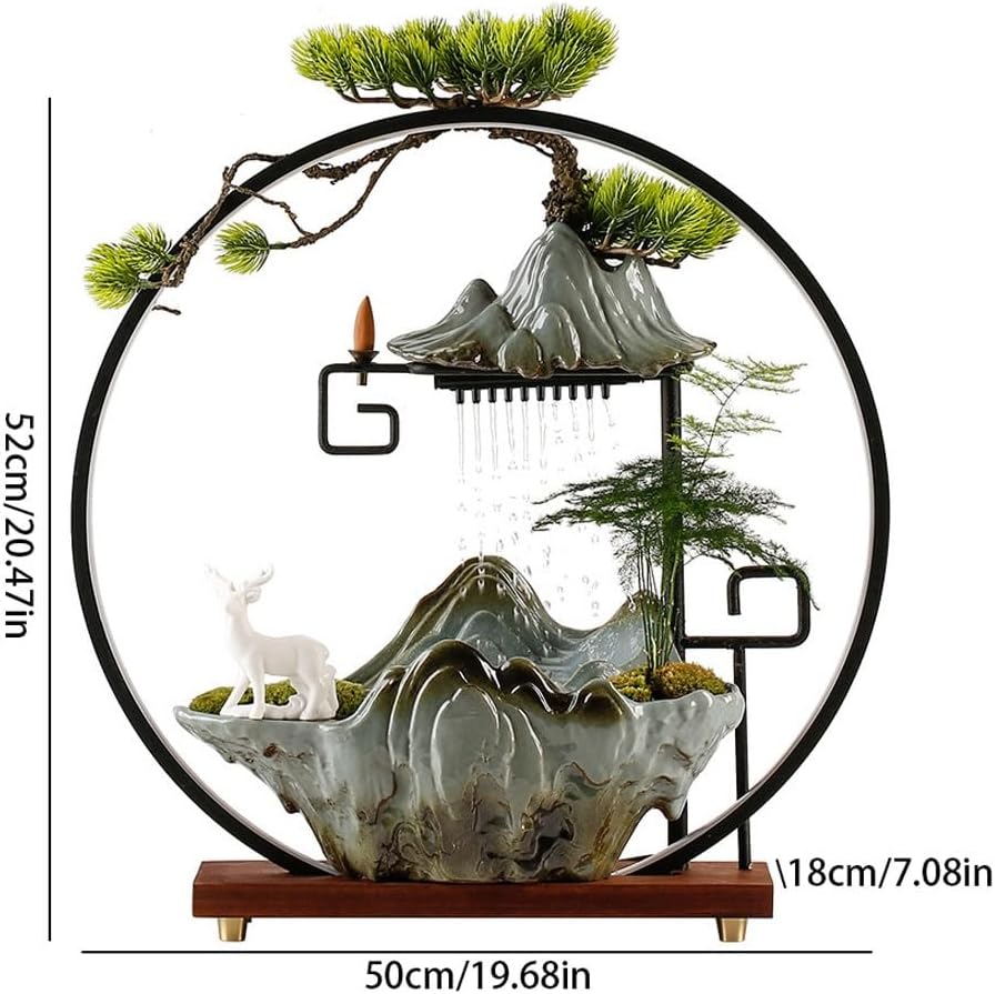 GUERNSEY Tabletop Fountain Chinese Style Circulating Water Fountain Living Room Office Desktop Home Decoration Study Desktop Fountain Indoor Fountain
