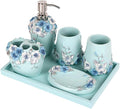 Countertop Organizer for Bathroom 6pcs/Set Liquid Dispenser Bathroom Accessories Set Resin Toothbrush Holder Soap Dish Home Decor(Blue)