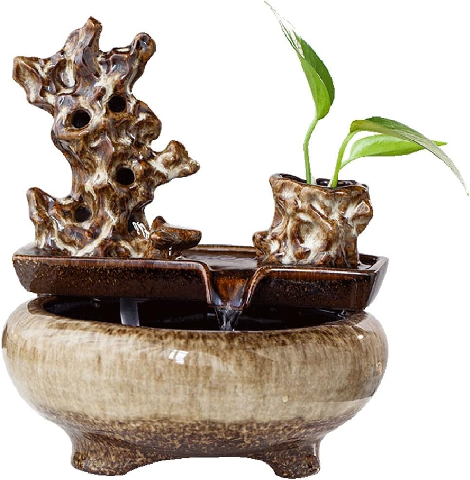HIHELO Desktop Fountain Tabletop Fountain Living Room Small Flowing Water Ornament Home Indoor Fountain Office Desktop Decoration Water Fountain Outdoor (Color : A)
