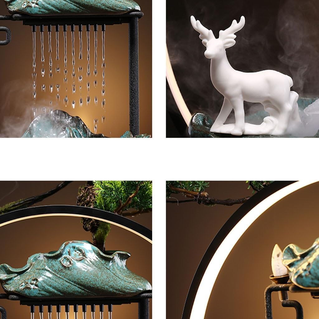 GUERNSEY Tabletop Fountain Creative Desktop Circulating Water Fountain Living Room Desk Water Ornaments Indoor Ceramic Decorations Indoor Waterfall Feature Indoor Fountain