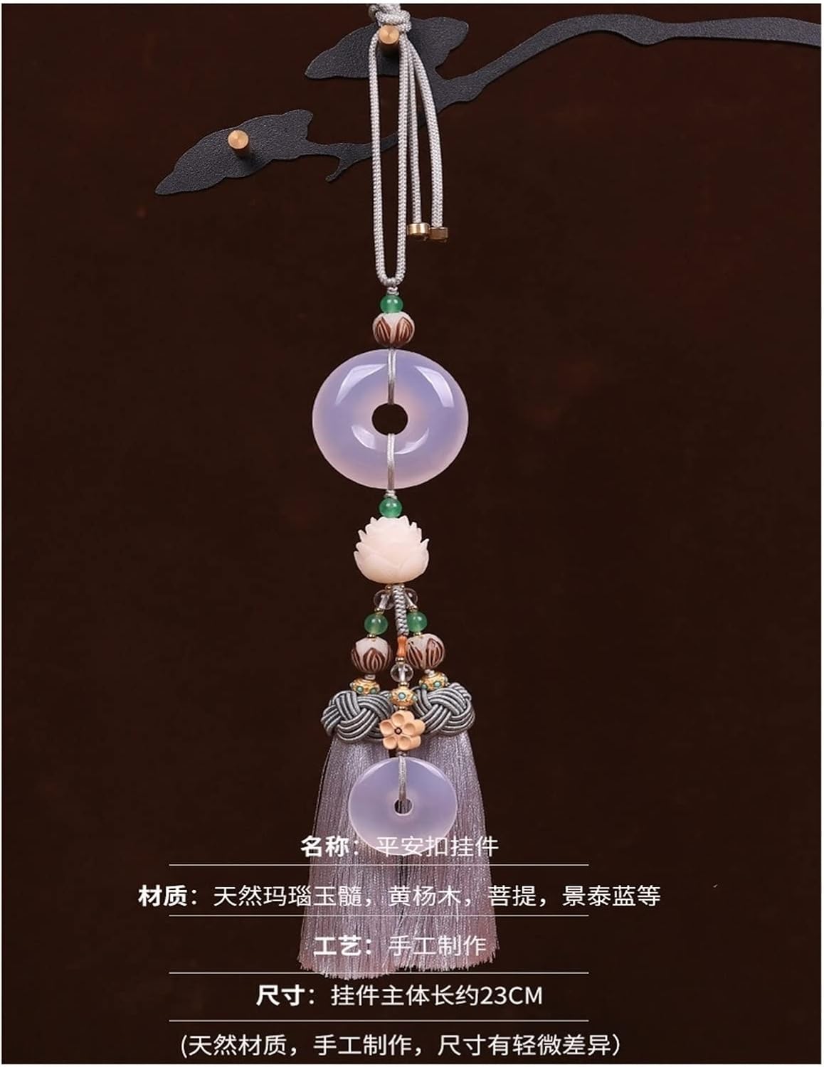 TITIZA Car Interior Good Luck Pendant Car Rearview Mirror Pendant Natural Jade Bodhi Lotus Flower Creative Car Charm Crafts