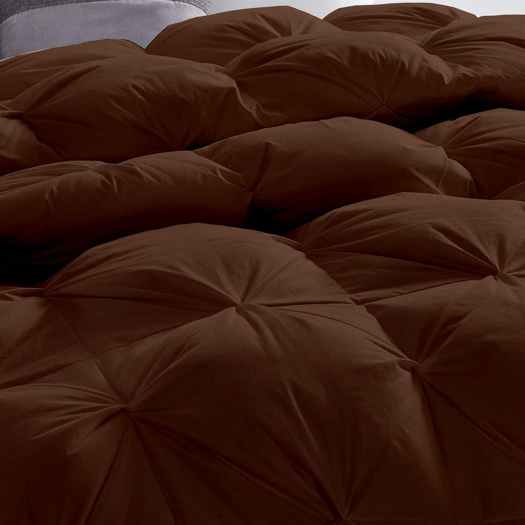 Pinch Pleated Chocolate 5 Piece Soft 500 GSM California Queen Size Comforter Set (Comforter + 4 Pillowcases) 1000 Series Egyptian Cotton Comforter Set
