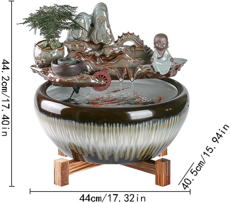 GUERNSEY Tabletop Fountain Tabletop Fountains Chinese Style Ceramic Fish Tank Circulating Water Fountain Ornaments Living Room Office Rockery Desktop Fountain Indoor Fountain
