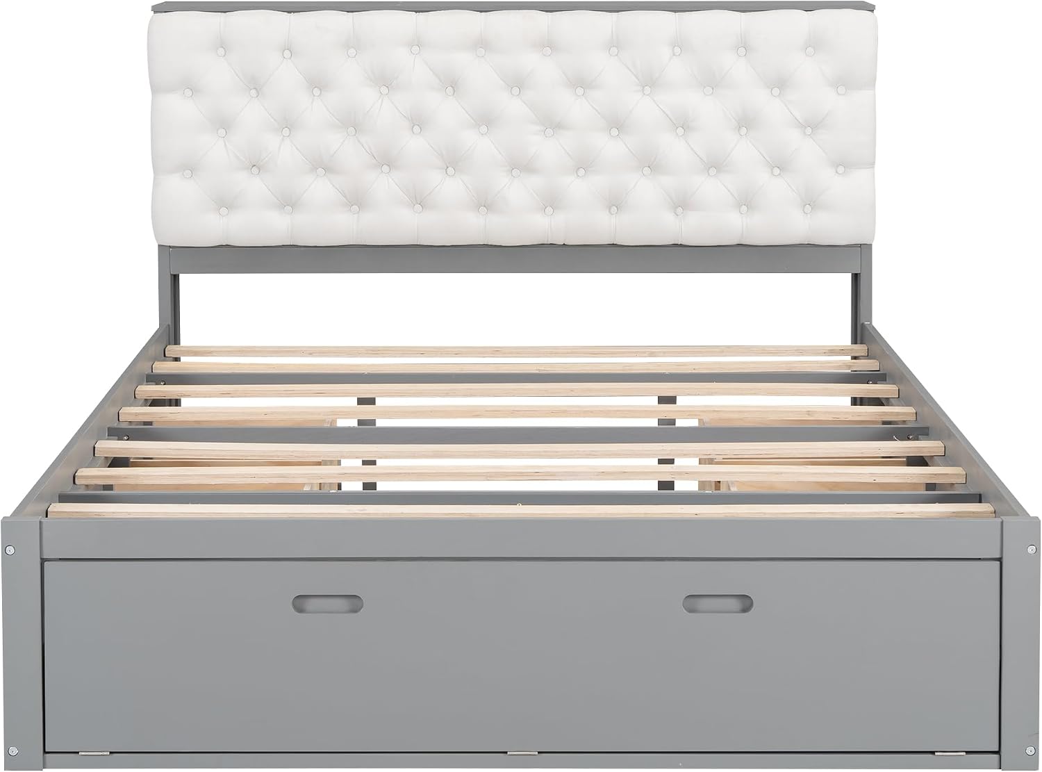 Harper & Bright Designs Queen Storage Bed Frame with Shoes Rack, Wood Queen Platform Bed with Upholstered Headboard and 4 Drawers, Modern Queen Size Bed for Bedroom, No Box Spring Needed, Gray