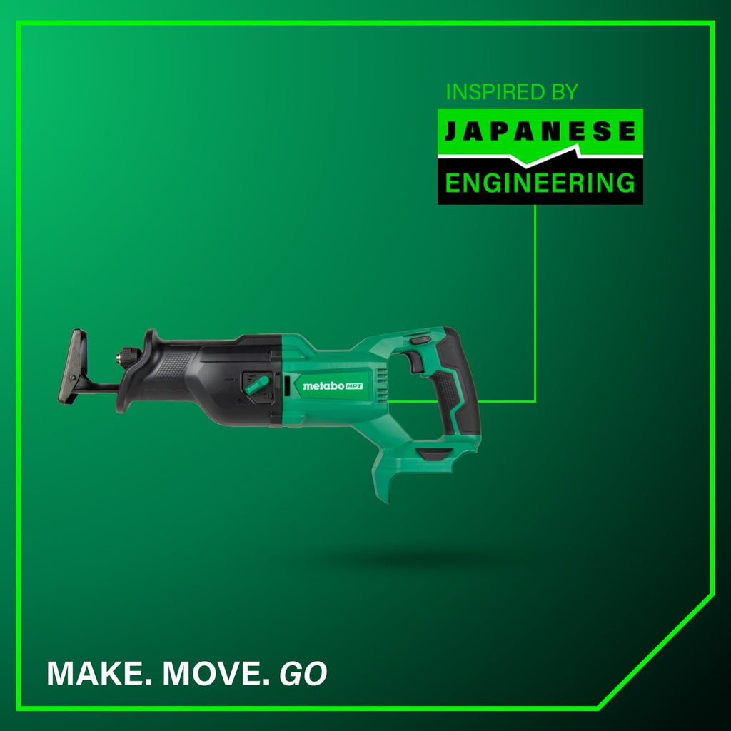Metabo HPT 18V MultiVolt Cordless Reciprocating Saw, Orbital Cut Mode, 36% Less Vibration, 1-1/8' Stroke Length, 3,000 SPM, LED Light, Tool Body Only, CR18DBQ4