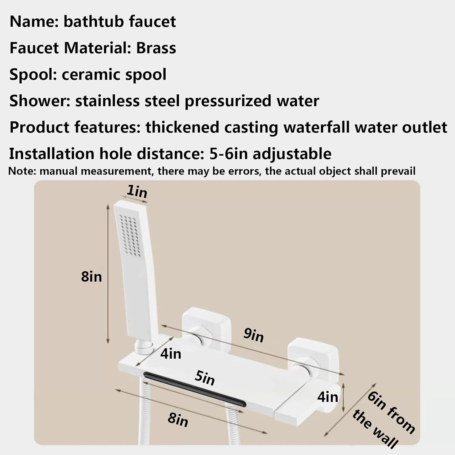 Easy Shower Set, Bathroom Shower Set, Utility Shower Set with Large Shelf, Waterfall Drain, Brass Body, Booster Shower Head, Silicone Spout, Suitable for Bathroom, Hotel, Gym, Pet Shop ( Color : Typic