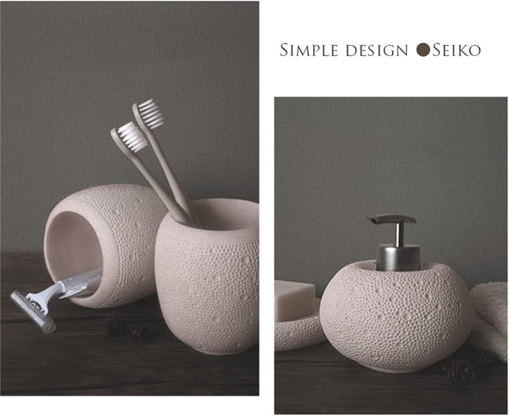Bathroom Accessory Natural Sand Bathroom Accessory Set Soap Dispenser Sets(Pink,4 Pack)