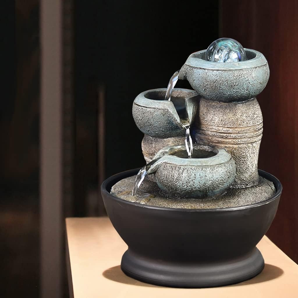 HIHELO Desktop Fountain Tabletop Fountain Simple Modern Circulating Water Fountain Office Desktop Decoration Ornament Water Fountain Outdoor