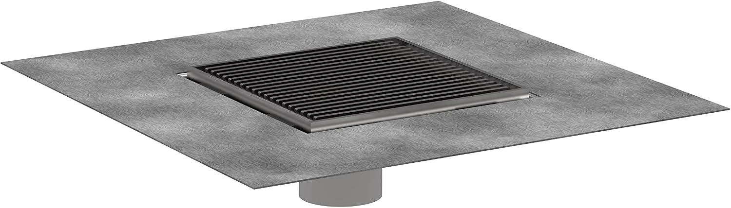 hansgrohe RainDrain Brilliance Square Shower Drain Set with Rough and Height Adjustable Frame in Brushed Stainless Steel, Stainless Steel Shower Floor Drain 6x6 in.