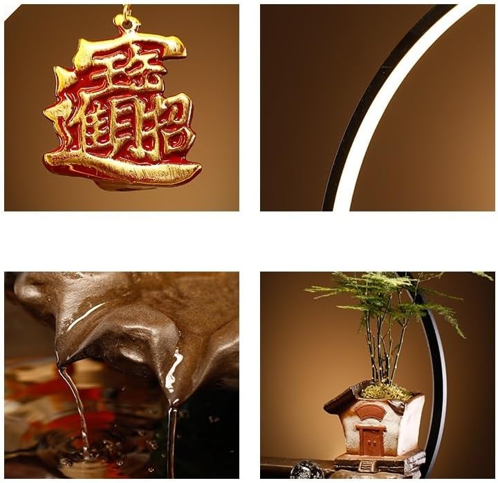 Tabletop Water Fountain Tabletop Fountain Fish Tank Flowing Water Ornaments Circulating Water Fountain Landscape Home Living Room Office Desktop Decoration Indoor Fountain(B)