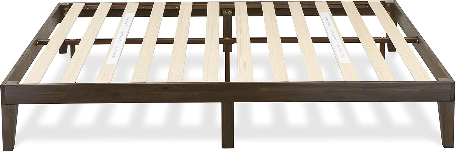 East West Furniture DNP-22-K King Size Platform Bed with 4 Solid Wood Legs and 2 Extra Center Legs - Walnut Finish