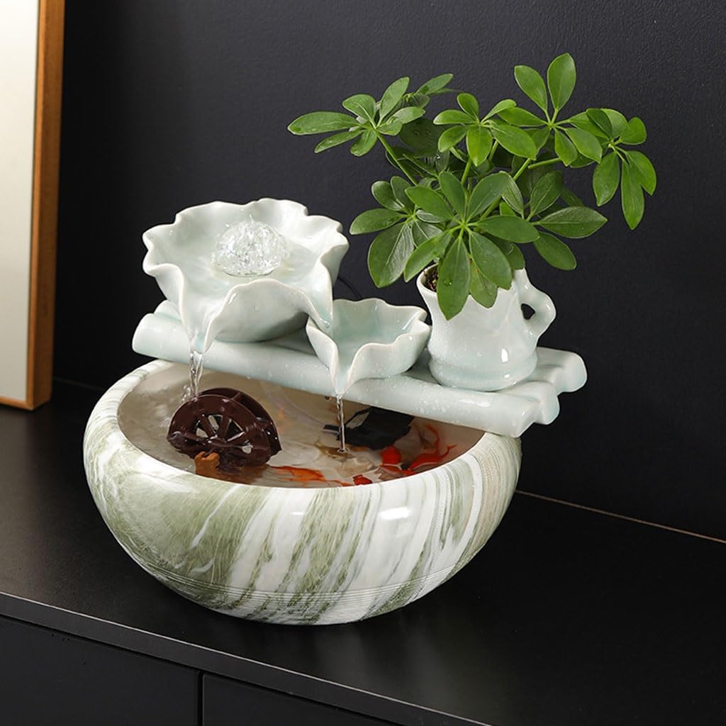 GUERNSEY Tabletop Fountain Desktop Ornaments Circulating Water Ornaments Fish Tank Living Room Office Desktop Fountain Decoration Office Indoor Fountain