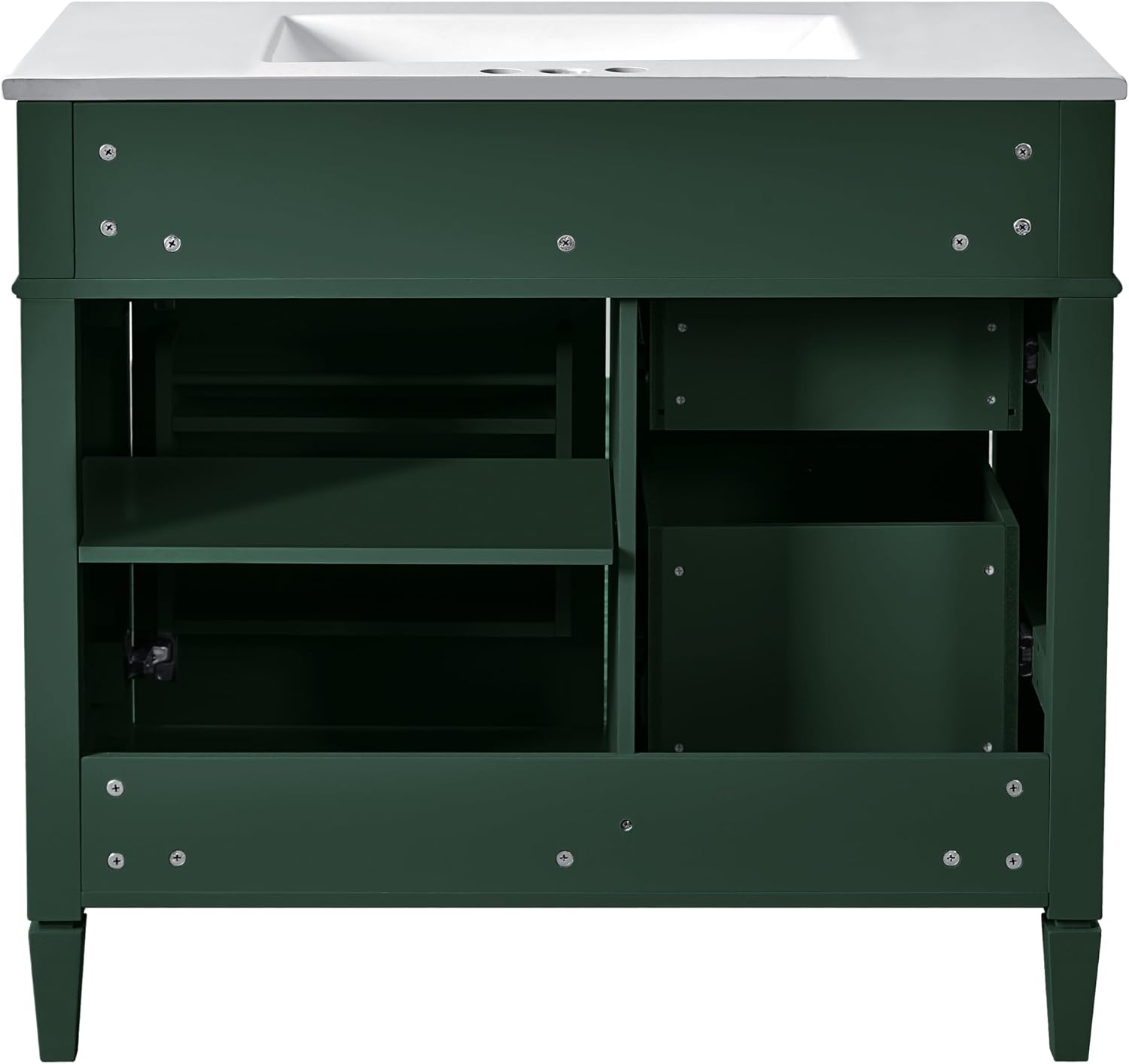 Merax 36'' Bathroom Vanity with Medicine Cabinet, Royal Blue Mirror Cabinet, Modern Bathroom Storage Cabinet with 2 Soft Closing Doors and 4 Drawers,Green