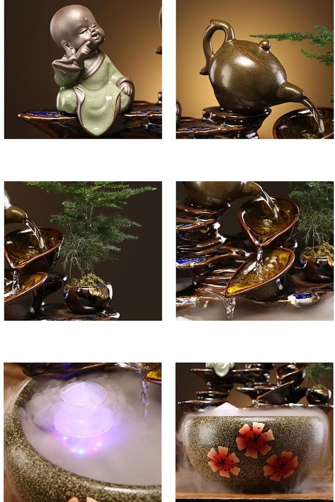 GUERNSEY Tabletop Fountain Tabletop Fountains Creative Flowing Water Ceramic Desktop Fountain Ornaments Chinese Style Home Living Room Desktop Decorative Fountain Indoor Fountain