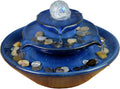 HIHELO Indoor Tabletop Waterfall Fountain Indoor Relaxation Tabletop Fountain with LED Light Home Office Decoration Meditiation Water Ceramic Desktop Fountains Meditation Fountain