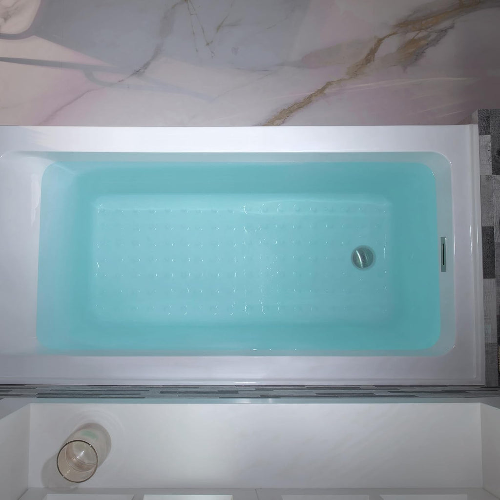 WOODBRIDGE 60' Acrylic Rectangular Alcove Soaking Bathtub in White with Left Drain, Brushed Nickel pop-up Drain Included, LB428-L