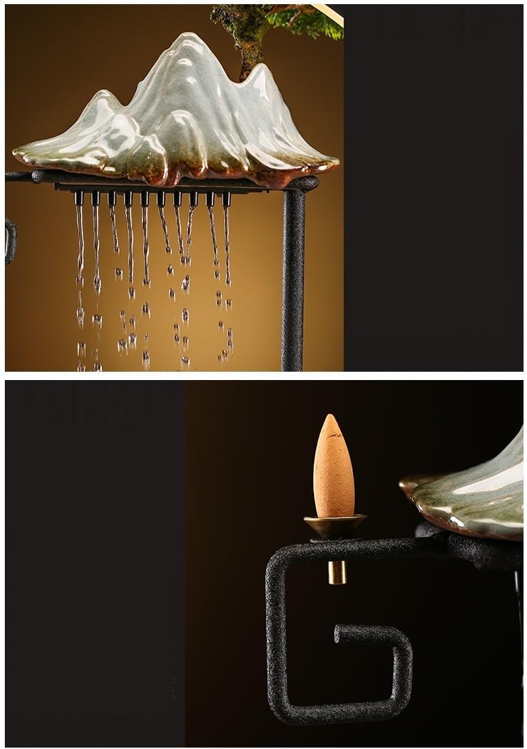 GUERNSEY Tabletop Fountain Chinese Creative Circulating Water Fountain Fortune-attracting Ornaments Living Room Office Desktop Atomizing Humidifier Indoor Fountain(E)