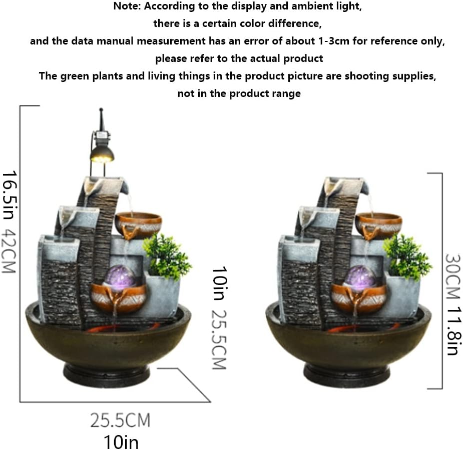 Tabletop Fountain Microscape Tabletop Fountain with Lights Desktop Fountain Ornaments Tabletop Waterfall Recirculating Flowing Water Office Ornamental (Size : 11.3')