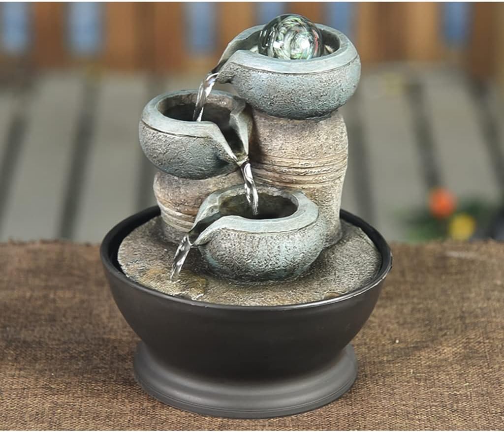 HIHELO Desktop Fountain Tabletop Fountain Simple Modern Circulating Water Fountain Office Desktop Decoration Ornament Water Fountain Outdoor
