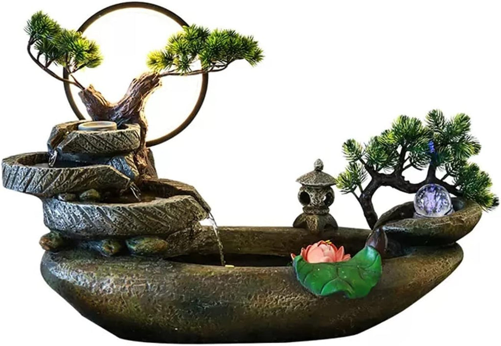 HIHELO Tabletop Fountain Desktop Landscape Ornament Office Small Rockery Water Fountain with Aperture Home Decoration Water Fountain Indoor Fountain