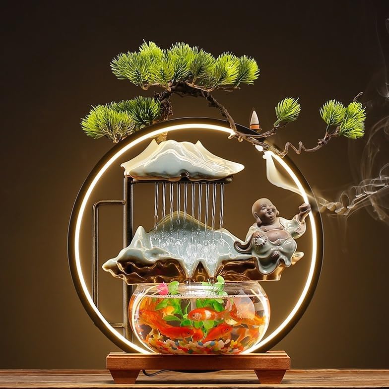 GUERNSEY Tabletop Fountain Tabletop Fountain Creative Small Living Room Circulating Water Ornaments Decorative Fountain Office Desktop Fish Tank Indoor Fountain
