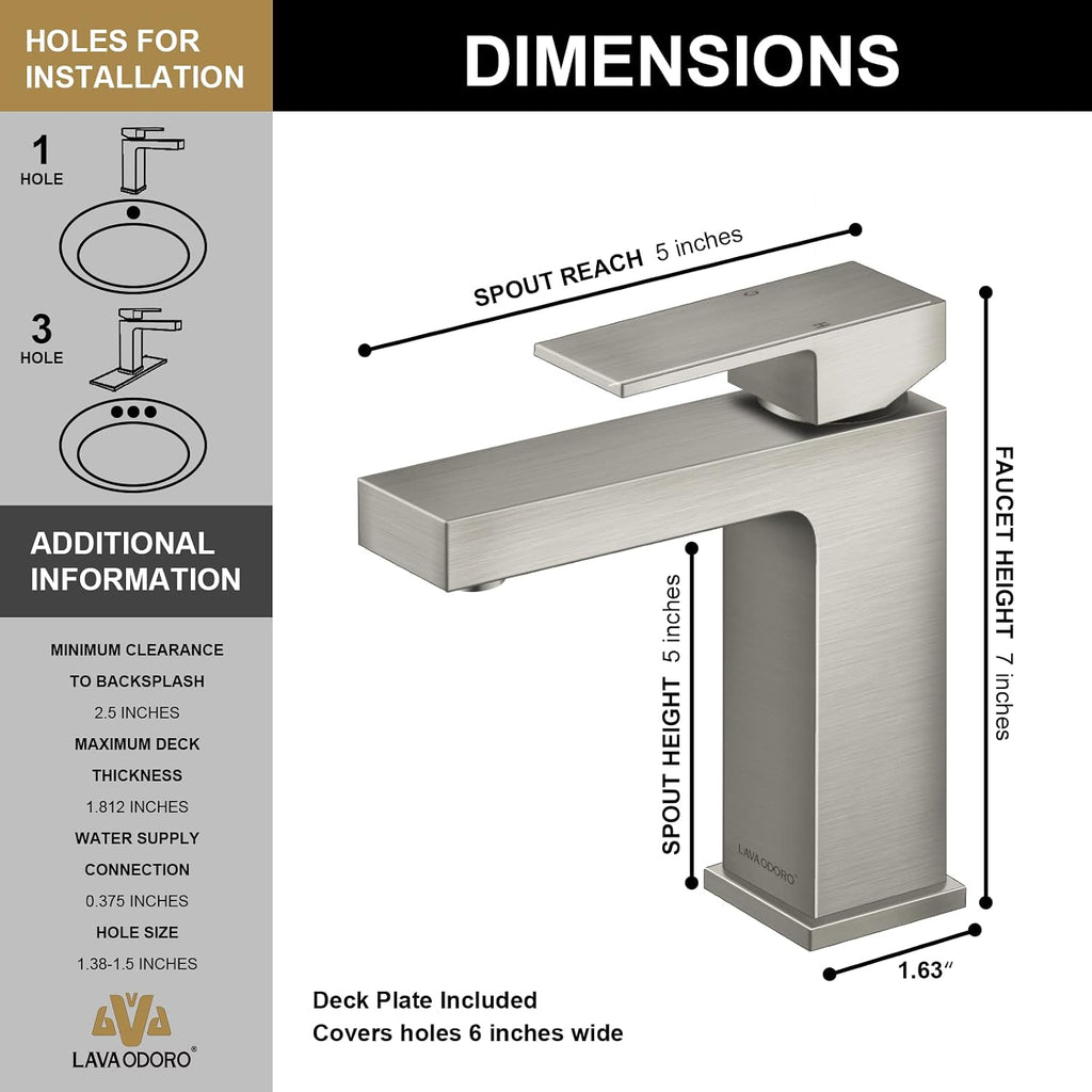 Lava Odoro Shower Faucet and Bathroom Faucet Set, Shower Faucet Combo, Brushed Nickel