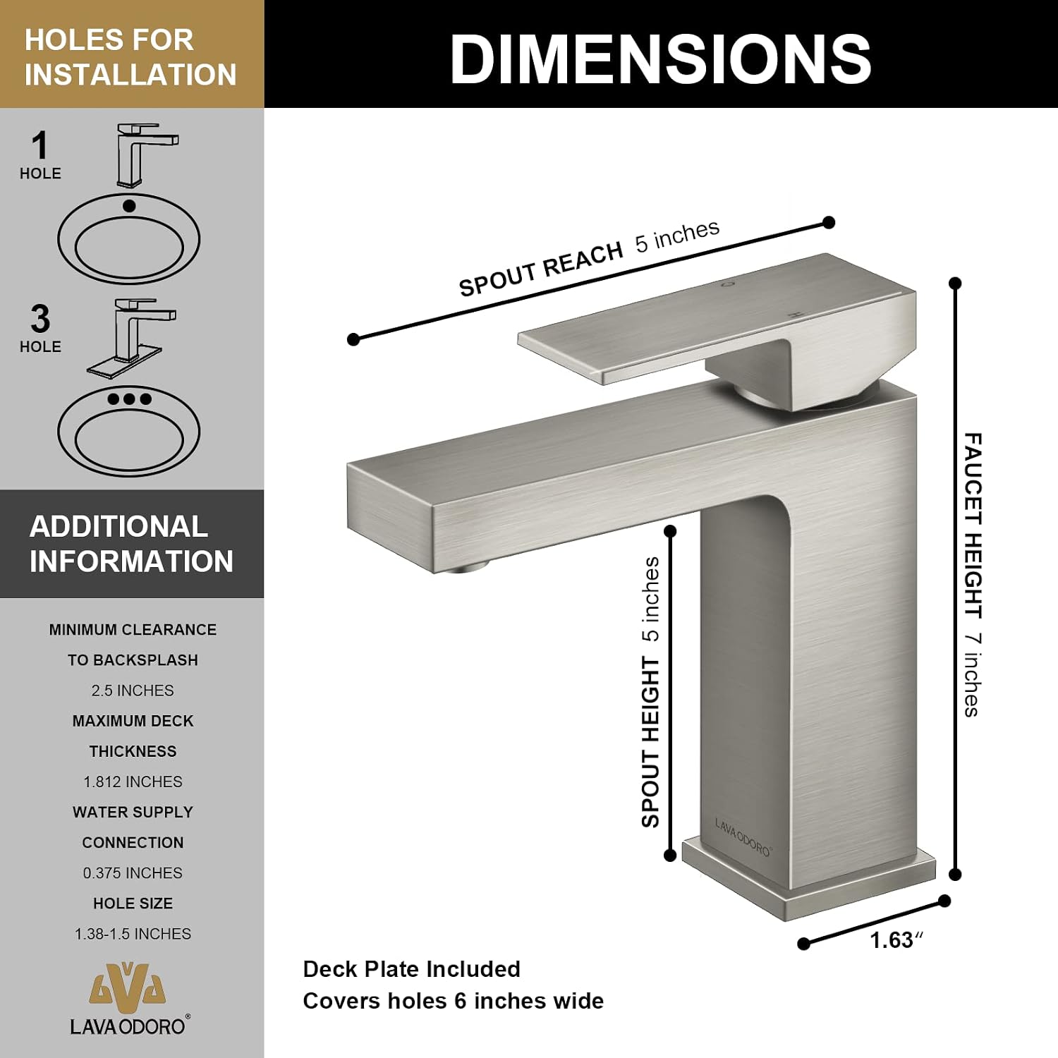 Lava Odoro Shower Faucet and Bathroom Faucet Set, Shower Faucet Combo, Brushed Nickel