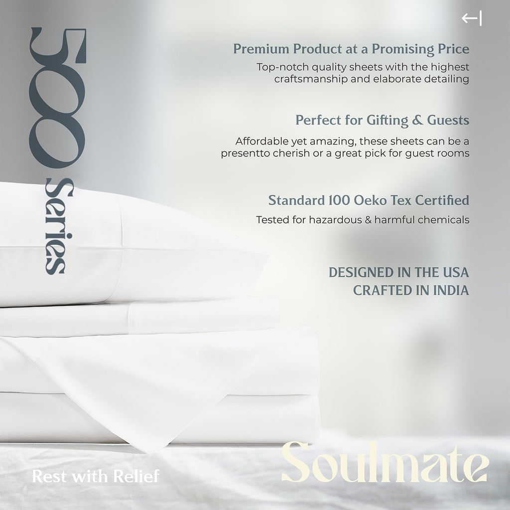 Mayfair Linen 100% Egyptian Cotton 2 Pack Full Sheet Set - Luxury 500 Series Soulmate Collection Cotton Sheets Full Size (8 PC, Ivory), Silky Soft, Cooling 16' Deep Pocket Hotel Quality Sheet
