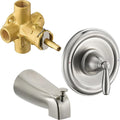 Tearel Replacement for Moen Posi Temp Shower Valve and Trim Kit, Complete Set for Tub and Shower Faucet, Includes Valve Body, Handle, Escutcheon Plate, Tub Spout, Brushed Nickel