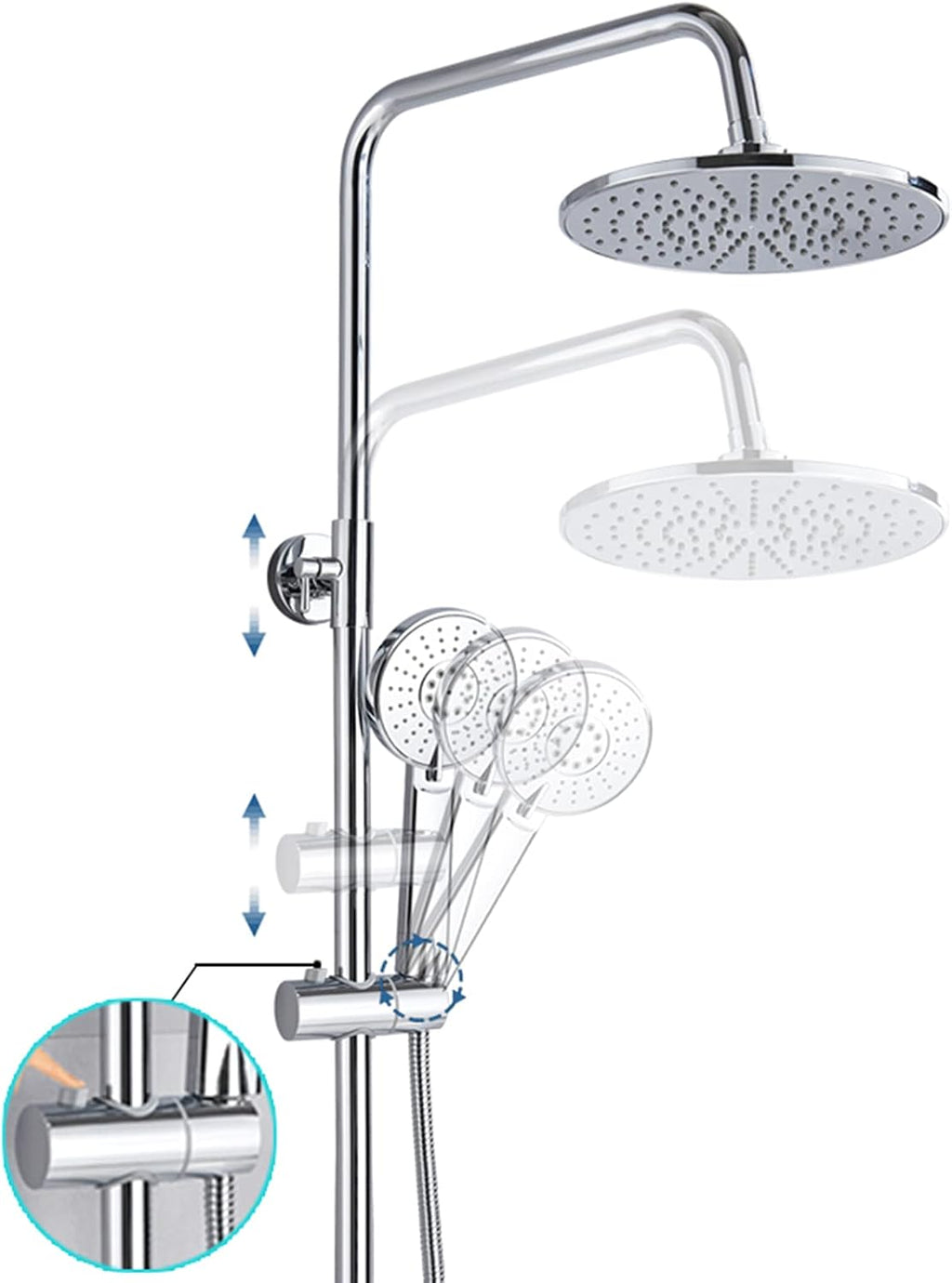 Shower Fixtures Thermostatic Brass Chrome Faucets Sets 3 Function Wall Mounted Exposed System Complete Set with Waterfall Tub Faucet