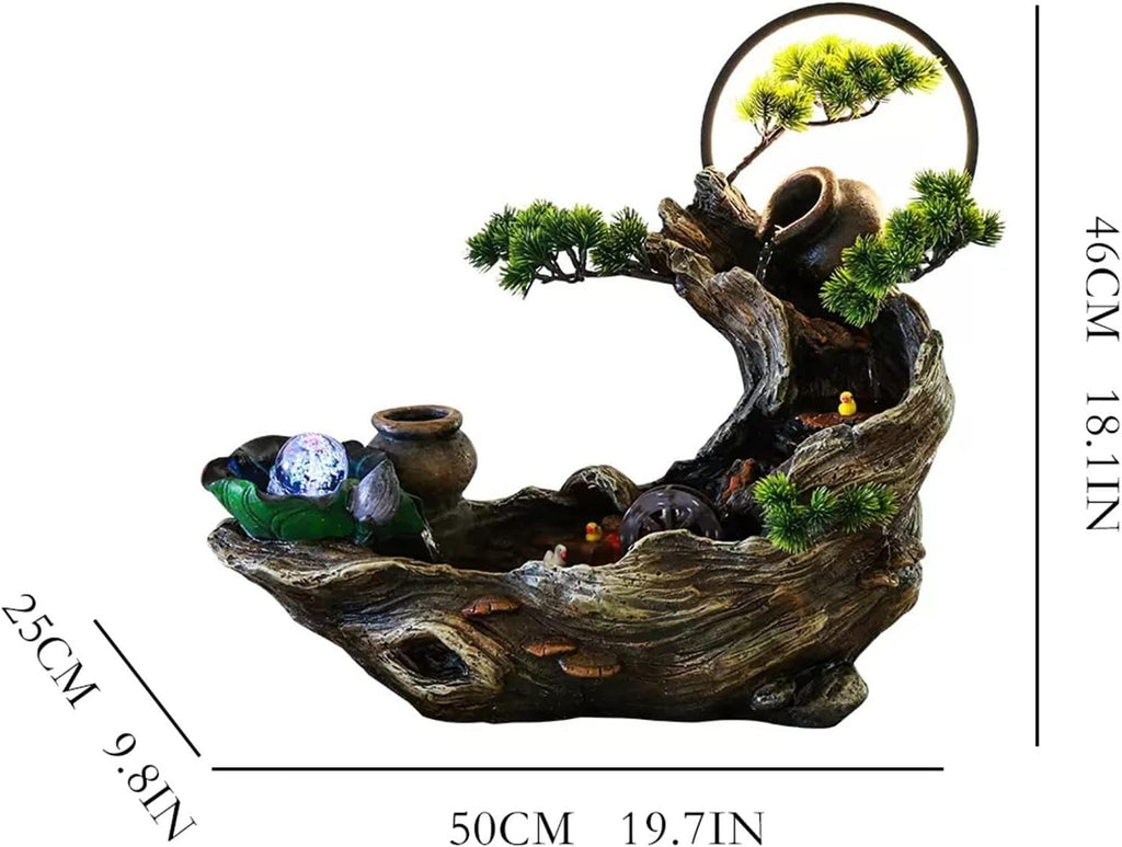 HIHELO Tabletop Fountain Tabletop Fountain Office Rockery Water Fountain with Iris Indoor Home Decoration Fountain Indoor Fountain