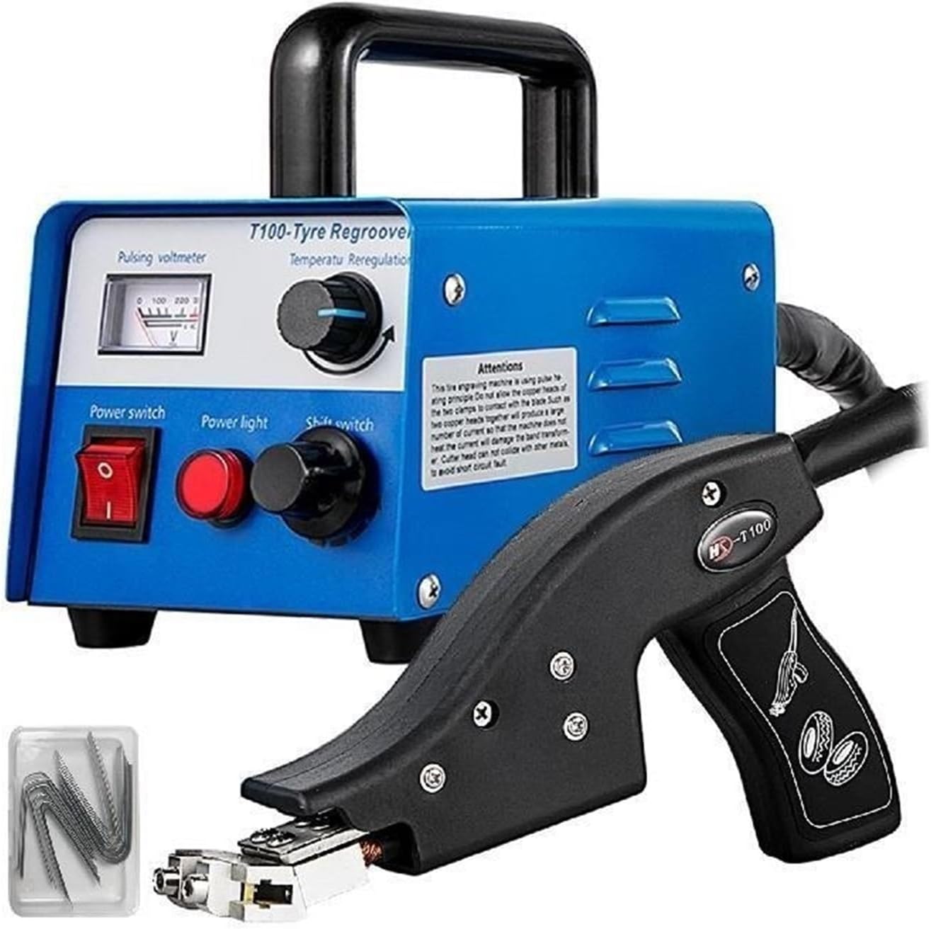 HSD-T100 Tire Groover Machine 400W Grooving Tool With 20 Tire Blades Including U/V-type for Race Car Truck Motorcycle