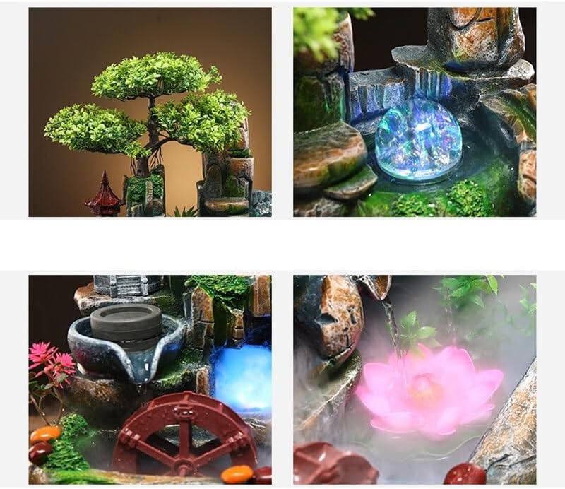 GUERNSEY Tabletop Fountain Tabletop Fountain Desktop Water Atomizing Fountain Bonsai Rockery Water Fountain Desktop Ornaments Indoor Fountain