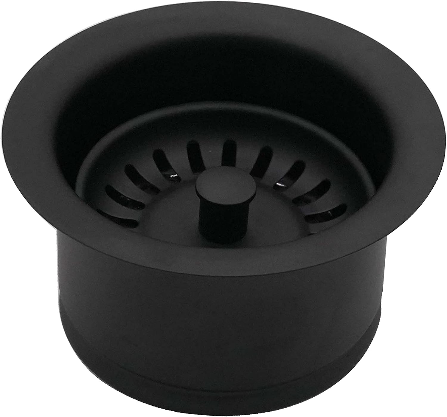 Westbrass CO2195S-62 Combo Pack 3-1/2' Wing Nut Twist Style Large Basket Extra-Deep Collar Kitchen Sink Waste Disposal Flange with Strainer Stopper, Matte Black