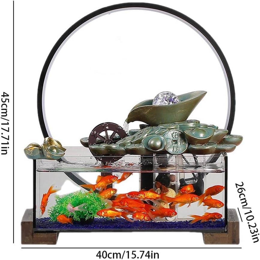 GUERNSEY Tabletop Fountain Chinese Style Water Fountain Fish Tank Ornaments Living Room Desk Decoration Circulating Water Study Desktop Fountain Indoor Fountain