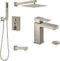 Lava Odoro 3-Setting Shower and Tub Faucet Set and Bathroom Faucet, Brushed Nickel