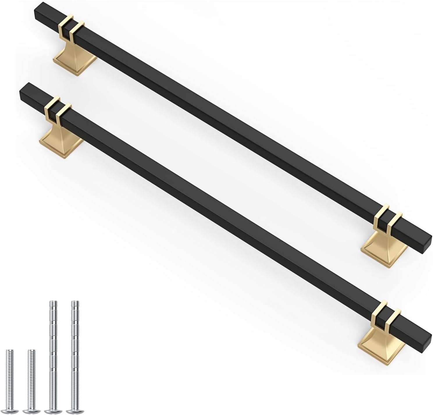 30 Pack 10 Inch Black and Gold Cabinet Pulls Kitchen Cabinet Handles, Black and Gold Cabinet Handles Square Dresser Drawer Pulls Kitchen Cabinet Hardware